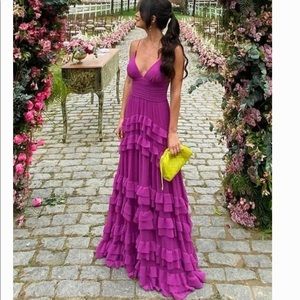 Purple gown, bridesmaid dressing, formal wedding